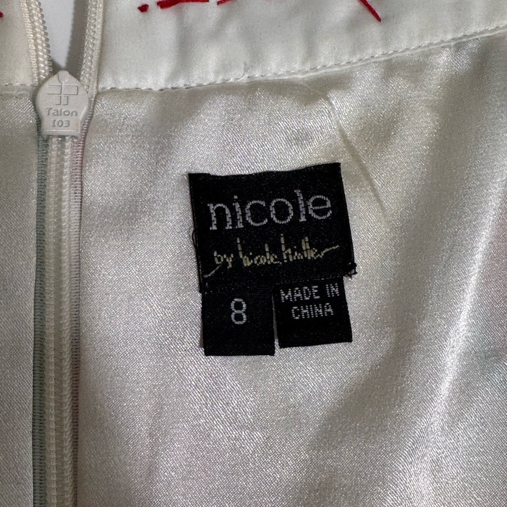 Nicole by Nicole Miller Satin Ivory Dress with Black Label - Picture 3 of 5